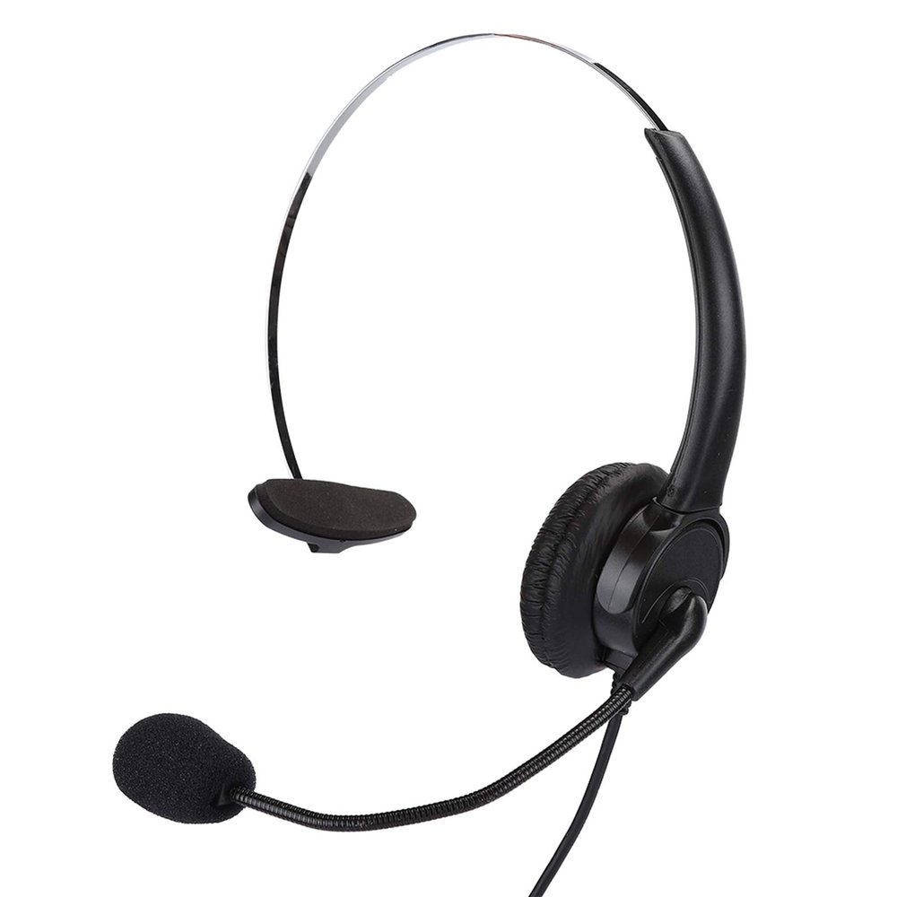 Keenso Home Telephone Earphone Crystal Connector Headset with Flexible Cable for Home Use Office Workers - Black