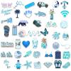 100PCS Girl's Blue Aesthetic Stickers,Cool Travel Stickers,Waterproof Vinyl Stickers for Water Bottles,Laptop,Luggage,Teens Adults,Keyboards,Backpacks,Skateboards,Luggage,Water Bottles,Scrapbooks view 2