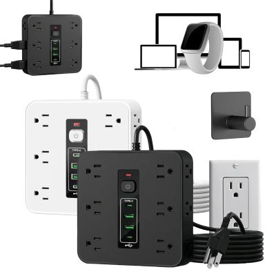 16-in-1 Power Strip with Switch & Surge Protection, Flat Plug Surge Protector Extension Cords with Multiple Outlets, Portable Outlet Adapter for Home Office Dorm Travel (2PCS-Mix)