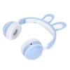 BAFOVY Rabbit Headphones Foldable Over Ear Headset with LED Light Adjustable Headband 12H Playtime for Kids Girls Boys Age 3+ (Blue) view 2