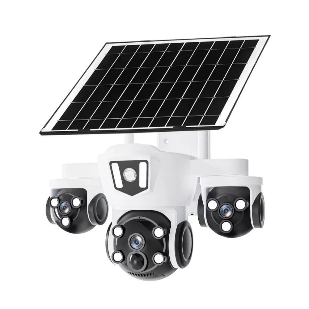 Tangxi 4G LTE Solar Security Camera, Triple Lens Solar 360 Dome Camera, Three Cam in One, No WiFi Needed, Motion Detection, Night Vision (AsiaPacific Version)