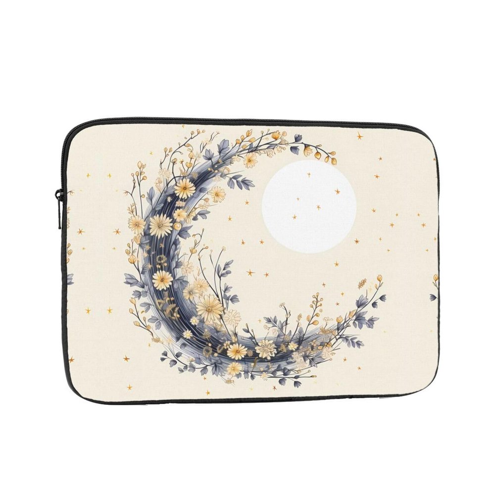 12 inch Portable Laptop Bag - Moon Flower Pattern Printing Shockproof Laptop Inner Pocket for Business, Travel, School, Office