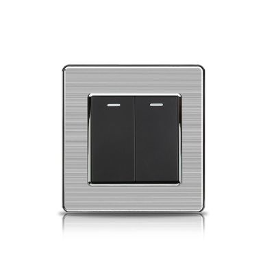 16A Black EU Standard Wall Sockets and Switches Stainless Steel Panel with Children Protective Door with USB Power Outlet(Type4)