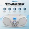 Philips CD Player Boombox, Dynamic Bass Boost with Bluetooth, FM Radio, USB Playback & AUX Input, Portable Top-Loading Boombox, Clear Stereo, RW/MP3 Compatible (White) view 2