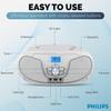 Philips CD Player Boombox, Dynamic Bass Boost with Bluetooth, FM Radio, USB Playback & AUX Input, Portable Top-Loading Boombox, Clear Stereo, RW/MP3 Compatible (White) view 4