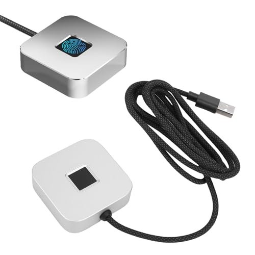 Dpofirs USB Fingerprint Reader for Wins 10 11 Hello, Biometric Fingerprint Scanner PC Dongle 360 Degree Touch Speedy Matching, Fast Recognition (Silver)