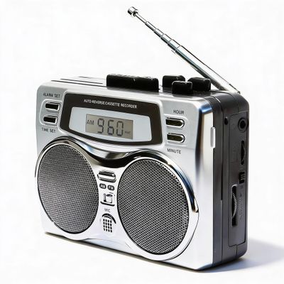 Zunate Multifunctional Retro Cassette Player Recorder with Built in Speaker Headphone Jack Digital Clock Timer AM FM Radio Microphone Recording