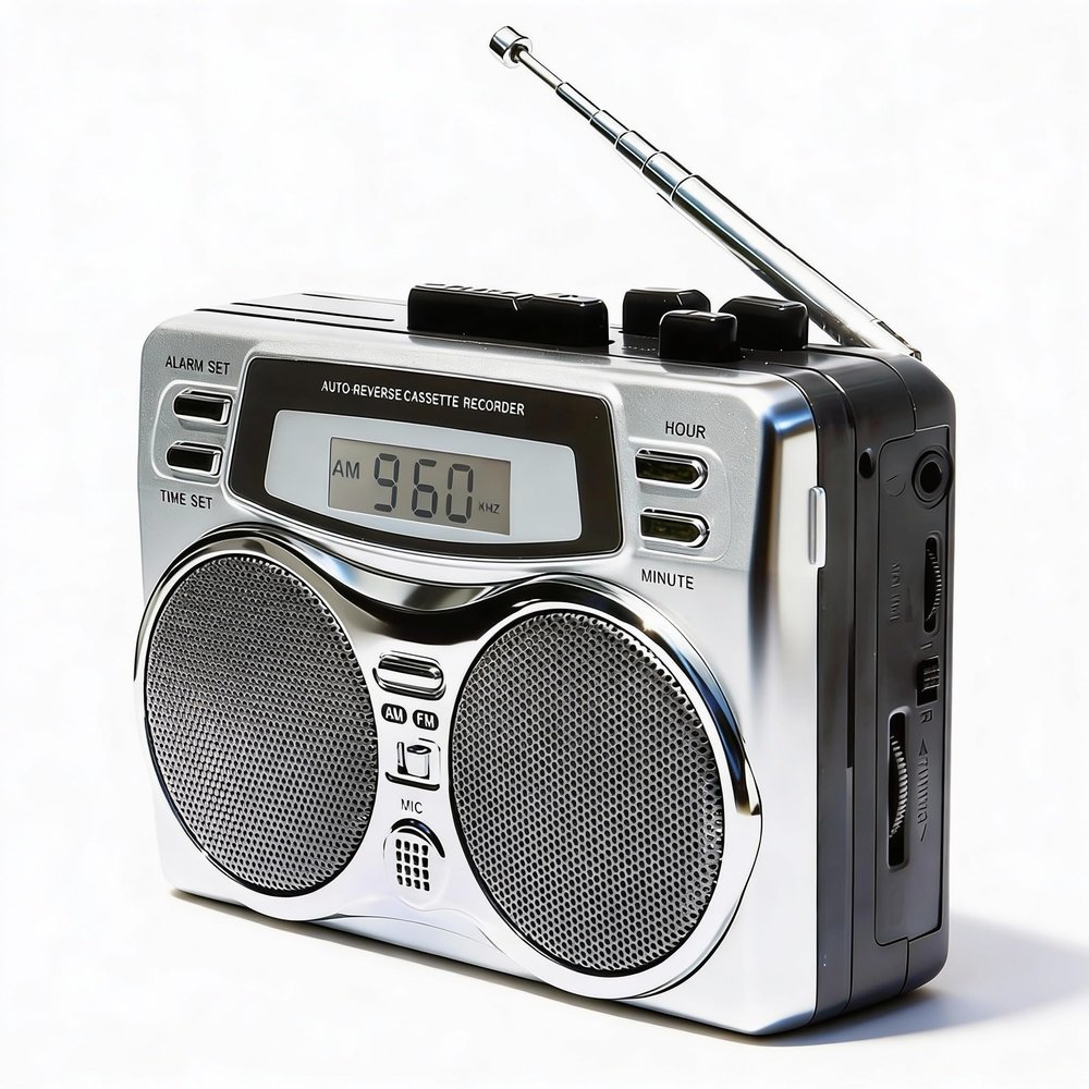 Zunate Multifunctional Retro Cassette Player Recorder with Built in Speaker Headphone Jack Digital Clock Timer AM FM Radio Microphone Recording