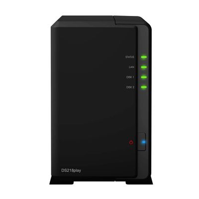 Synology DiskStation DS218play Mini Desktop NAS Server, Realtek RTD1296 Quad-Core, 1GB DDR4 RAM, 20TB HDD, DSM Software