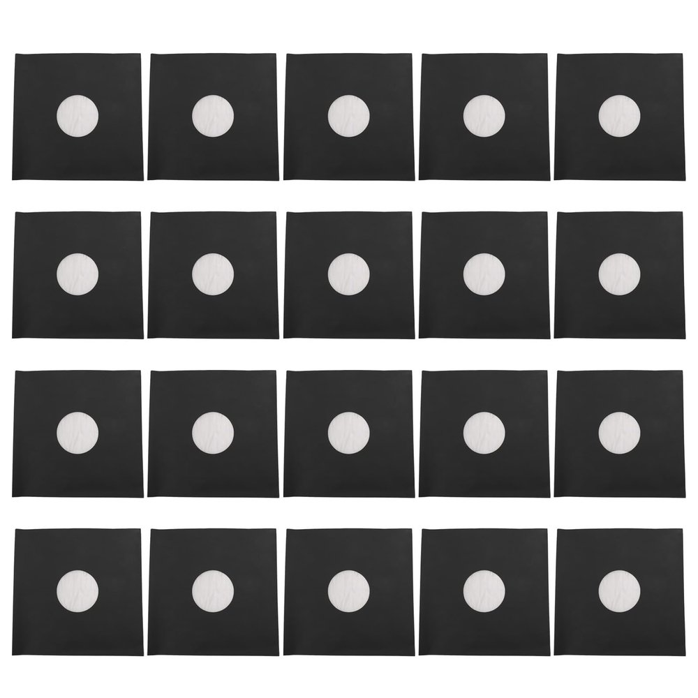 12 Inch Record Kraft Paper Jackets, Matte Black 350gsm Thick Cardboard Record Covers, Outer Sleeves with Die Cut Center Hole for 33 Records, t