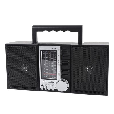 PUSOKEI AM FM SW Radio, Portable Shortwave Radio with Dual 5W Speakers, USB SD Card Playback, Rechargeable Operated Radiofor Home Garden Outdoor Use (US Plug)