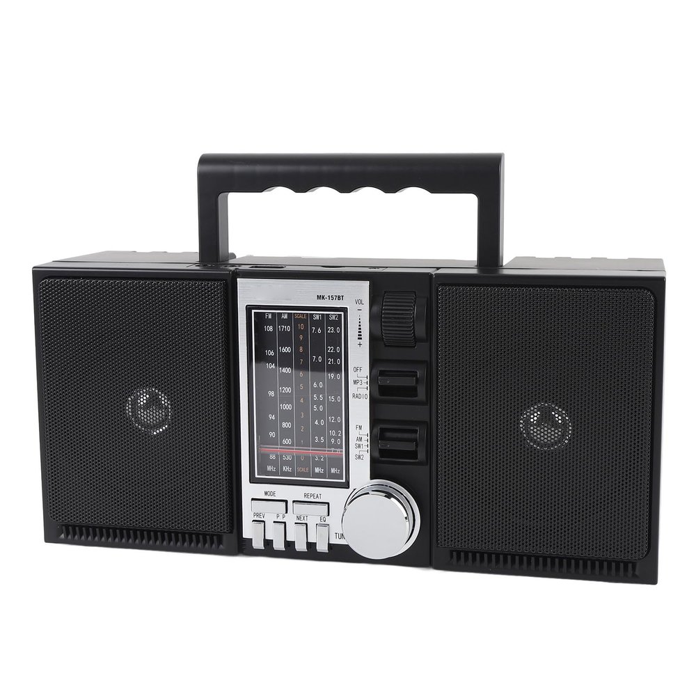 PUSOKEI AM FM SW Radio, Portable Shortwave Radio with Dual 5W Speakers, USB SD Card Playback, Rechargeable Operated Radiofor Home Garden Outdoor Use (US Plug)