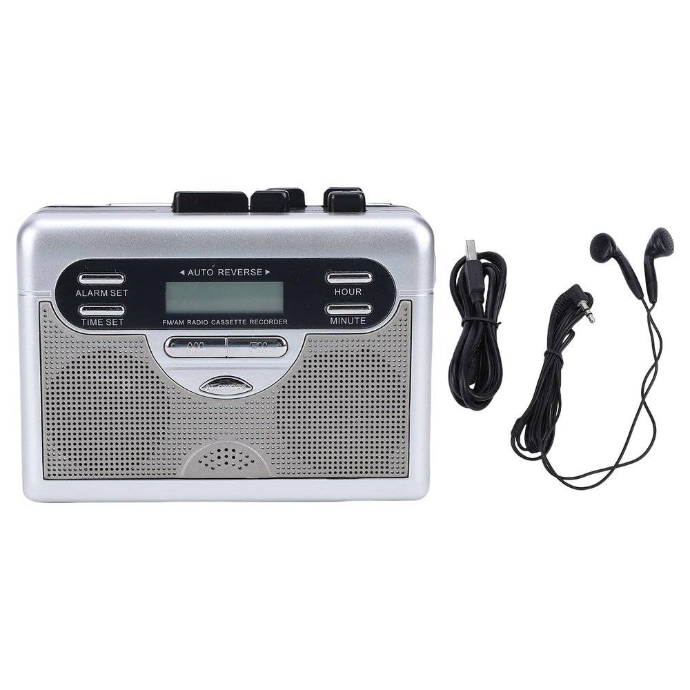 LAISANIM Retro Cassette Player with Auto Reverse, Portable AM/FM Radio Tape Player, Digital Clock Timer, Built in Stereo Speaker, LED Display, Headphone Jack for Travel, Gifts