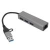 USB3.0 Hub 4 Port with RJ45 Gigabit Ethernet, Aluminum y USB C to RJ45 A, 5Gbps Data Transfer, Plug and Play USB Docking Station for OS X, Silver Gray view 1
