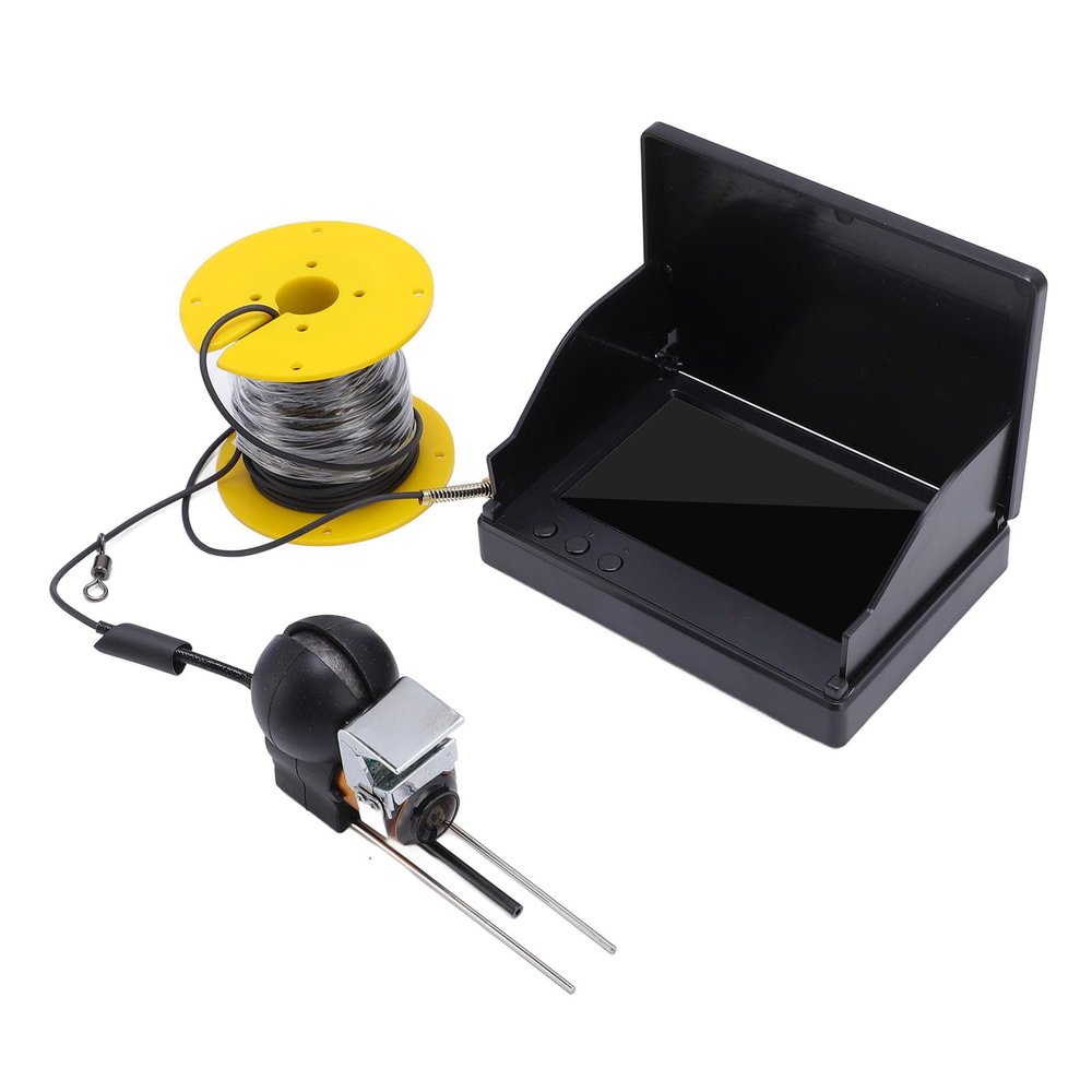 PUSOKEI Underwater Fishing Camera, 1080P HD 5MP 1500cd Brightness 220 Degree Wide Angle 4.3in Screen, with 8 LED Fill Lights and 30m Cable, for Ice Fishing