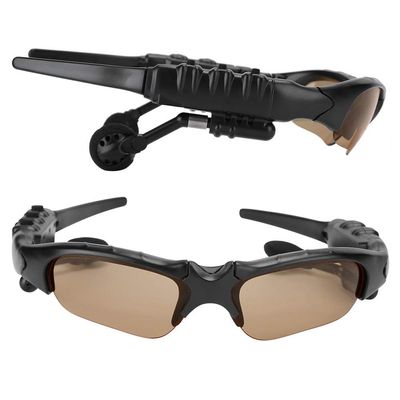 Keenso Wireless Bone Conduction Glasses Headphone Stereo Earphone for Music Lovers, Stable Connection Transparent (Dark Brown)