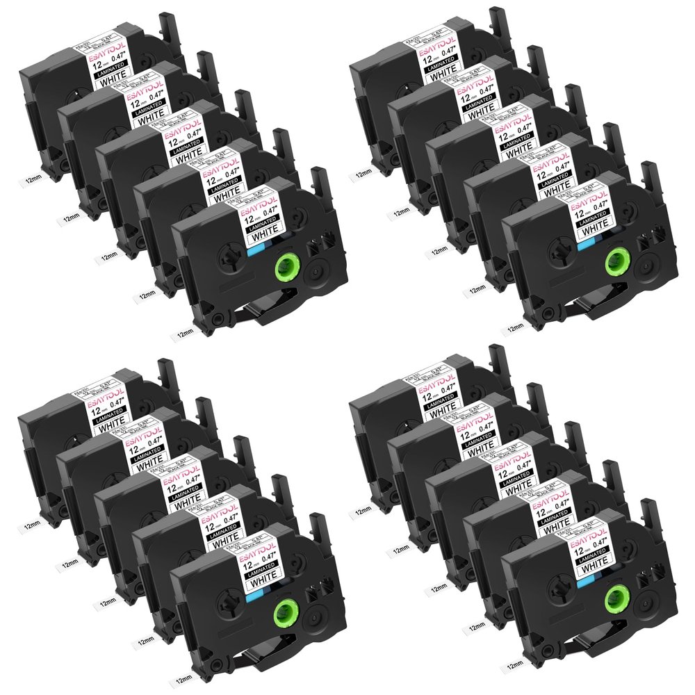 20 Value Pack Replacement for P-Touch TZe-231 TZe231 12mm 0.47" Black on White Laminated Label Tape for Ptouch PT-H110 PT-H100 PT-D210 PT-D200 PT-D600 PT-P710BT PT-D400AD PT-D450 Maker
