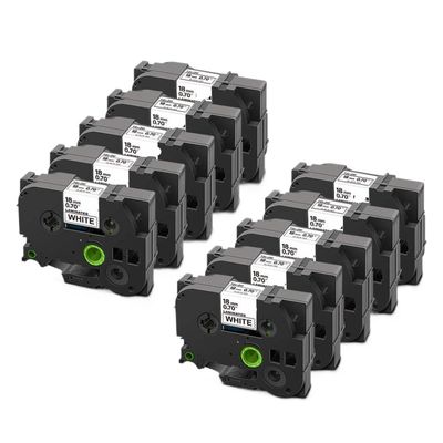 10Pcs 18mm 241 Compatible with 241 Laminated Label Tape Black On White Printer Ribbon for PT-D400