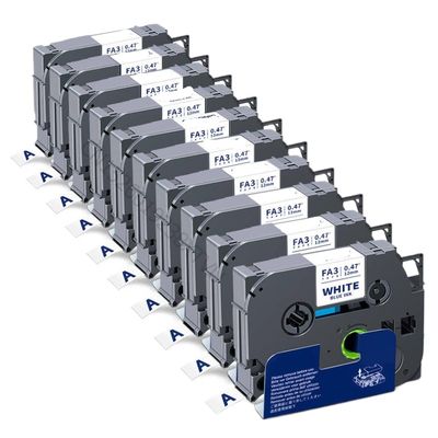10PK 12mm Fabric Label Compatible with TZc FA231 Fabric Iron On Tape Black On White for Label Maker(Blue on White)