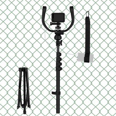 GEEKRIA 6FT Fence Clamp & Free Standing Camera Mount, Compatible with iPhone17, Hero13, DJI Osmo Action 6, Insta360 AcePro 2 Tripod, Adjustable Phone/Action Cam Holder for Sports Recording