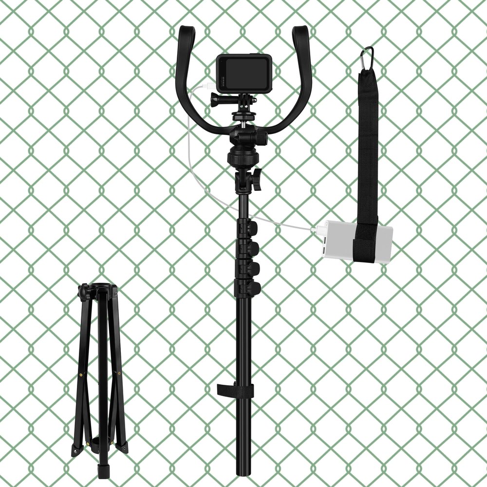GEEKRIA 6FT Fence Clamp & Free Standing Camera Mount, Compatible with iPhone17, Hero13, DJI Osmo Action 6, Insta360 AcePro 2 Tripod, Adjustable Phone/Action Cam Holder for Sports Recording
