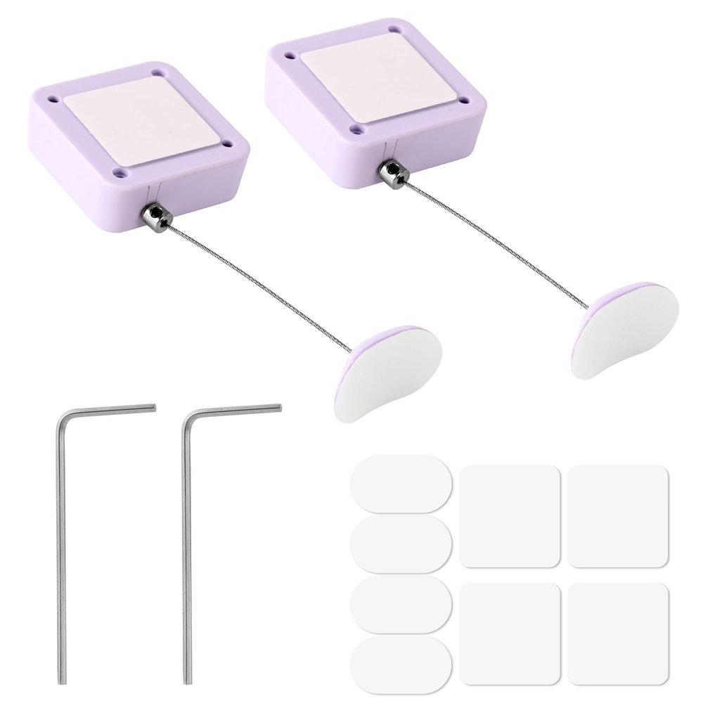 2pcs Retractable Remote Control Tether Locks, 6.7ft/204cm Adjustable Anti Theft Leash Cord with Buckle for TV Remotes Game Controller Ideal for Home Office & Showroom Use (White)