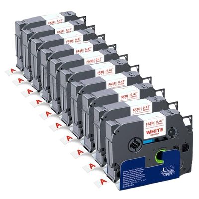 10PK 12mm Fabric Label Compatible with TZc FA231 Fabric Iron On Tape Black On White for Label Maker(Red on White)