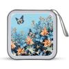 FekiLoot Blue Butterfly Floral CD Case Big Capacity Plastic CD Holder Protective DVD Disc Storage Case Heavy Duty Zipper Protective Movie Media Storage Organizer Binder view 1
