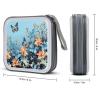 FekiLoot Blue Butterfly Floral CD Case Big Capacity Plastic CD Holder Protective DVD Disc Storage Case Heavy Duty Zipper Protective Movie Media Storage Organizer Binder view 2