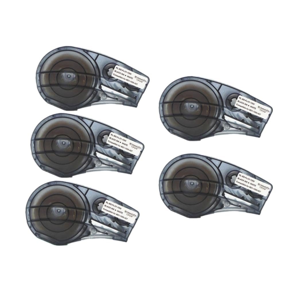 5PK M21-1500-427 Self-Laminating Wire Wrap Label Tape Compatible with BMP21-PLUS Work Control Electrical Panels(5 Pack M21 1500 427)