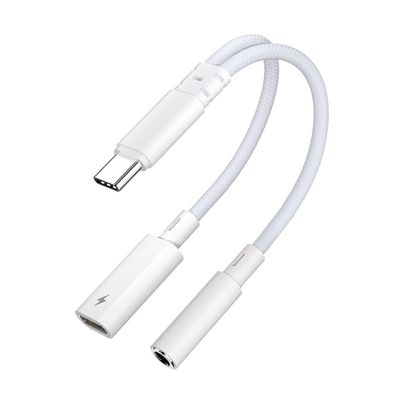 2 In 1 USB C to 3.5mm and USB C Charging Adapter Conversion Cable Wire