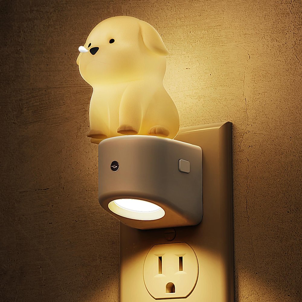 L LOHAS LED Plug in Night Light for Kids, 3D Cute Puppy Night Lights with Dusk to Dawn Sensor, RGB+Soft White 3000K Dog Night Light, Birthday Gift Nightlight for Kids, Room Decor