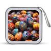 FekiLoot Colorful Hand Painted Easter Eggs CD Case Big Capacity Plastic CD Holder Protective DVD Disc Storage Case Heavy Duty Zipper Protective Movie Media Storage Organizer Binder view 1