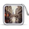FekiLoot Rainy Street in Paris CD Case Big Capacity Plastic CD Holder Protective DVD Disc Storage Case Heavy Duty Zipper Protective Movie Media Storage Organizer Binder view 1