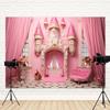 ASDCXZ 20x10ft Pink Castle Backdrop Room Door Curtain Photography Background Flowers Vases Sofa Princess Girl Birthday Banner Decorations Newborn Baby Shower Wedding Party Portrait Photo Booth Prop view 3