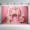 ASDCXZ 20x10ft Pink Castle Backdrop Room Door Curtain Photography Background Flowers Vases Sofa Princess Girl Birthday Banner Decorations Newborn Baby Shower Wedding Party Portrait Photo Booth Prop view 4