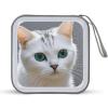QMNLKH CD Case 40 Capacity Hard Plastic DVD Case Holders Cute White Cat Disc Cases Torage Binder Wallet for Car Home Travel view 1