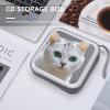 QMNLKH CD Case 40 Capacity Hard Plastic DVD Case Holders Cute White Cat Disc Cases Torage Binder Wallet for Car Home Travel view 4