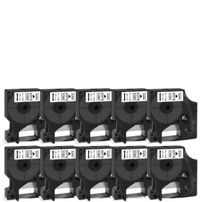 10PK 6mm 43613 Black On White Compatible with D1 Tapes 43613 Label Cassette Ribbon Compatible with 450 Duo Labeller Universal Fit Third Party Replacement
