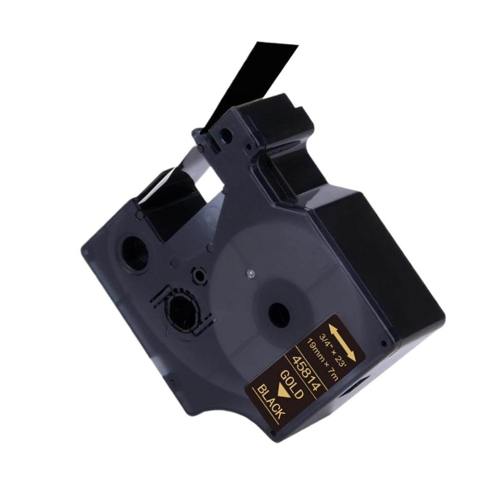 19mm 45803 45800 45804 45805 45808 45801 45809 45807 Tape Compatible with D1 Label Tape Cartridge for LabelManager(Gold on Black)
