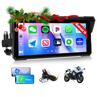 8.1" Motorcycle Wireless CarPlay & Android Auto Screen,Android System with 2G+32G, Waterproof HD for Moto Motorbike Touchscreen Car Stereo Support Bluetooth, GPS, Siri, USB Upgrade TF