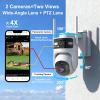 4G LTE Cellular Security Dual Lens Cameras Outdoor, Wireless Solar Security Camera, 365-Day Free Unlimited Data, 2K 360Live View, PIR Motion Sensor, Color Night Vision, 2 Way Talk, Built-in SIM view 3