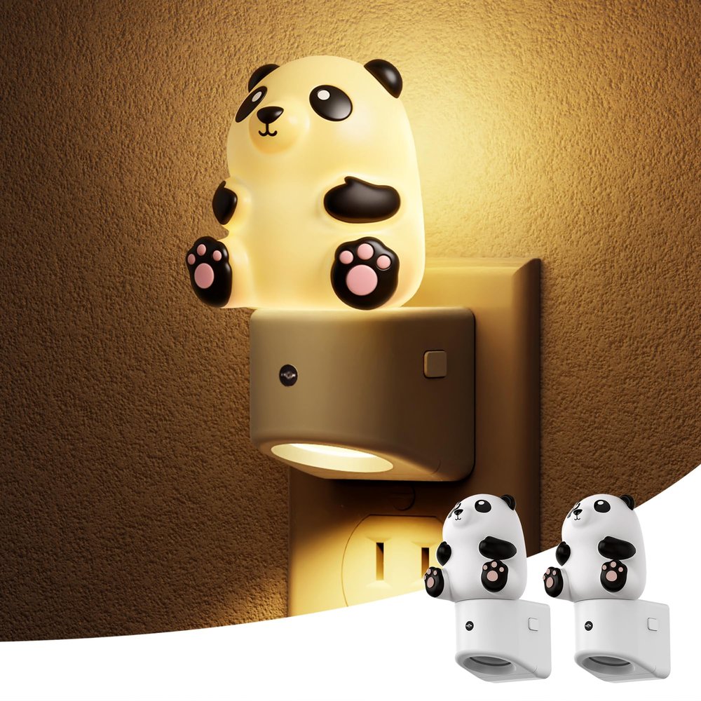 L LOHAS LED Night Light for Kids, 3D Panda Night Light Plug in, Dusk to Dawn Nursery Night Lights, RGB+Soft White 3000K, 3 Lighting Modes, Room Decor, Children