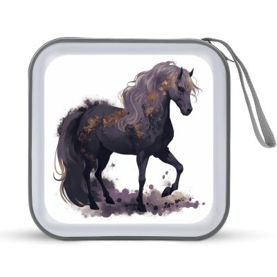 QMNLKH CD Case 40 Capacity Hard Plastic DVD Case Holders Purple Horse Disc Cases Torage Binder Wallet for Car Home Travel