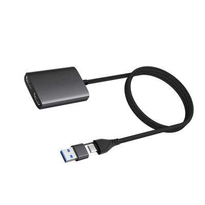 JINPIAOPIAO USB Type C to Double HDTV-Compatible Splitter Adapter 1080P Dislay for Multiple Monitors Display