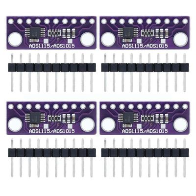 4Pcs ADS1115/ADS1015 16 Bit 4 Channel High-Precision I2C IIC Analog-to-Digital Converter ADC Conversion Module Development Board for Arduino Raspberry Pi DIY and Other Experiments