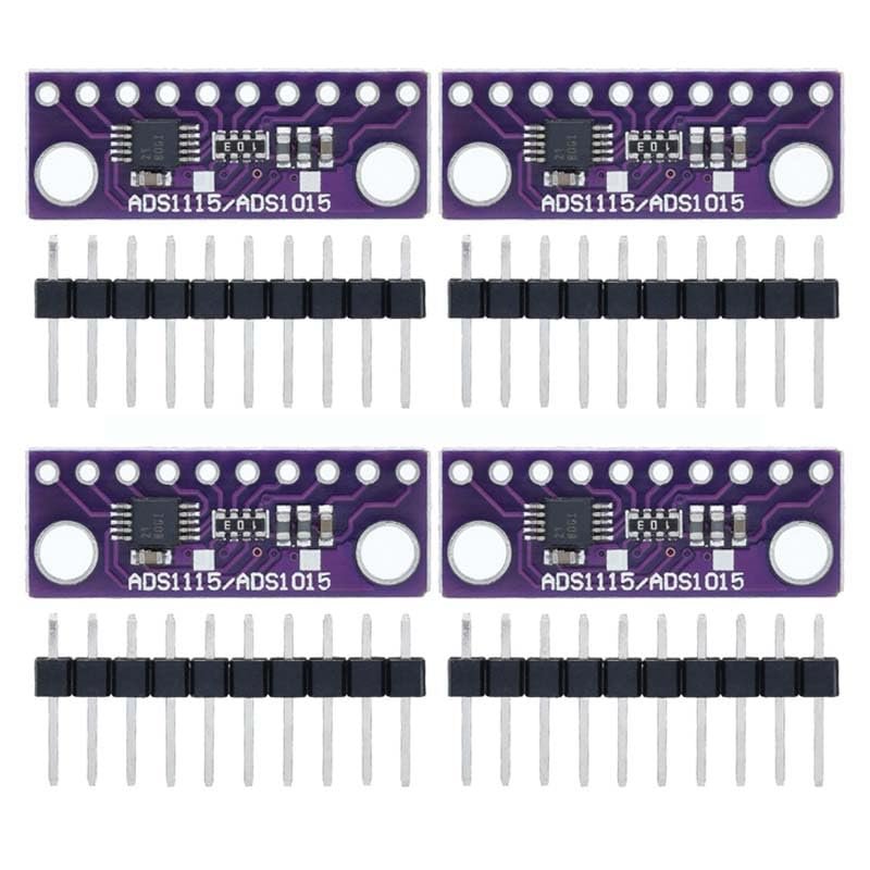4Pcs ADS1115/ADS1015 16 Bit 4 Channel High-Precision I2C IIC Analog-to-Digital Converter ADC Conversion Module Development Board for Arduino Raspberry Pi DIY and Other Experiments