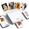 Nelko Portable Photo Printer, PP03 Color Mini Photo Printer with Smart AI APP for iPhone & Android, with 100 Sheets of Photo Paper, AI Bluetooth Picture Printer for Christmas, Family, Travel, White view 1