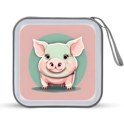 QMNLKH CD Case 40 Capacity Hard Plastic DVD Case Holders Cute Long Ear Pig Disc Cases Torage Binder Wallet for Car Home Travel
