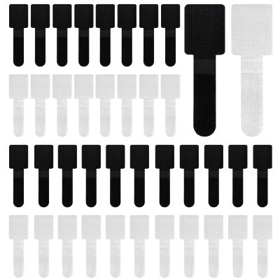 40-Pack Self-Adhesive Hook and Loop Cable Ties  Adjustable Sticky-Back Cord Organizer Straps for Home, Office & Workshop